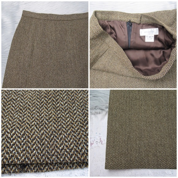 BRIGHTON Vintage Tweed Harringbone Blazer Jacket Skirt Set Womens Size 42 US 12 - Picture 8 of 13